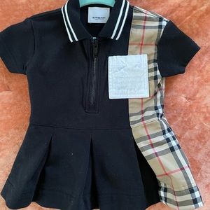 Burberry Girls' Check Panel Cotton Pique Polo Shirt Dress
